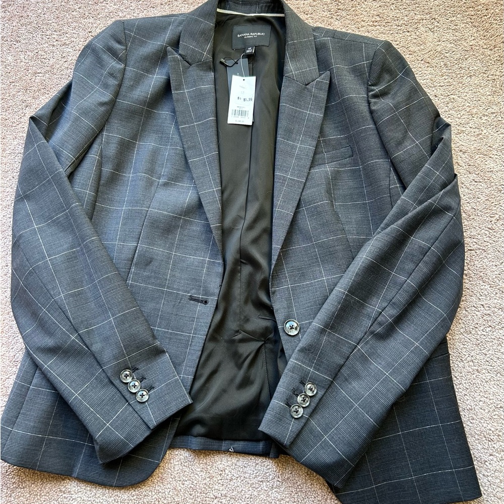 Banana Republic Gray Plaid Blazer